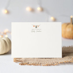 Carte De Remerciements Citrouille d'automne Baby shower Vêtements pour bé