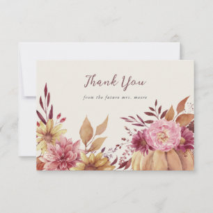 Carte De Remerciements Citrouille d'automne et Fleur sauvage d'automne