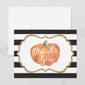 Carte De Remerciements Citrouille d'automne Orange Noir et Or (Devant / Derrière)