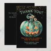 Carte De Remerciements Citrouille d'entreprise Halloween (Devant / Derrière)