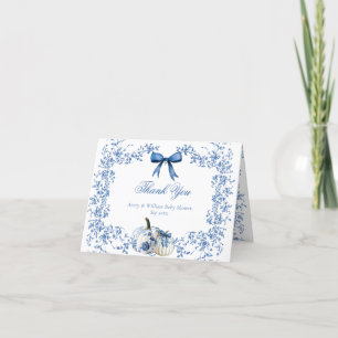 Carte De Remerciements Citrouille Dusty Blue Whimsical Baby shower floral