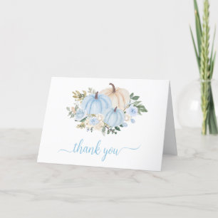 Carte De Remerciements Citrouille floral à automne bleu