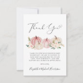 Carte De Remerciements Citrouille Floral Aquarelle bébé fille douche (Devant)