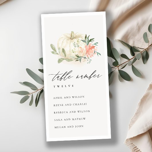 Carte De Remerciements Citrouille floral flou - Numéro de tableau