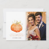 Carte De Remerciements Citrouille photo mariage de automne QR Code (Devant)