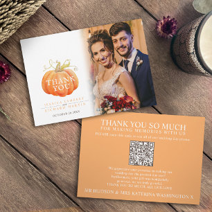 Carte De Remerciements Citrouille photo mariage de automne QR Code