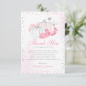 Carte De Remerciements Citrouille rose automne mignon automne Baby shower (Debout devant)