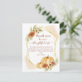 Carte de remerciements Citrouille Rustique (Debout devant)