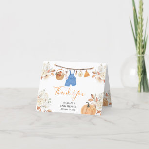 Carte De Remerciements Citrouille Vêtements d'automne Baby shower d'autom