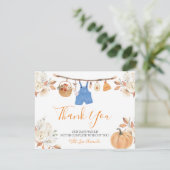 Carte De Remerciements Citrouille Vêtements d'automne Baby shower d'autom (Debout devant)