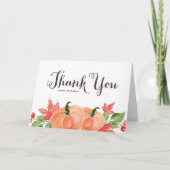 Carte De Remerciements Citrouilles d'aquarelle et Feuilles d'érable (Devant)