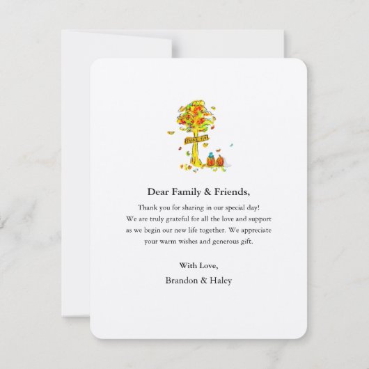 Carte De Remerciements Citrouilles mariages (Dos)