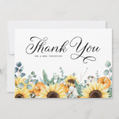 Carte De Remerciements Citrouilles rustiques et tournesols Mariage d'auto (Devant)