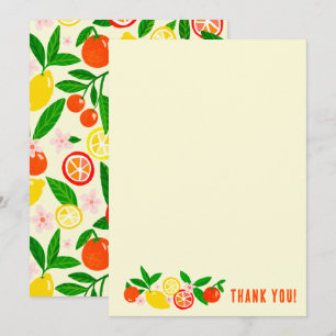 Carte De Remerciements Citrus Celebration Couleur Personnalisée Note Vier