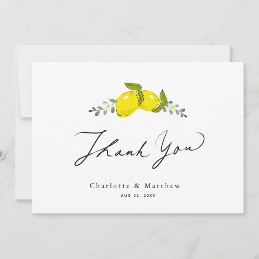 Carte De Remerciements Citrus citron Floral Mariage (Devant)
