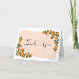 Carte De Remerciements Citrus Orange Clementine Vert Botanique Plié