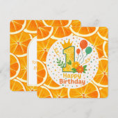 Carte De Remerciements Citrus-Thème Premier anniversaire Numéro "1" (Devant / Derrière)