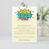 Carte De Remerciements CLASSE DE 2020 enseignant de classe à l'élève note (Debout devant)