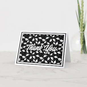 Carte De Remerciements Classe de 2024 Black and White Graduation Party