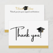 Carte De Remerciements Classe d'or blanc et noir moderne de, (Devant / Derrière)