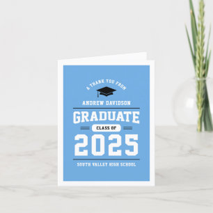 Carte De Remerciements Classe moderne bleu clair de 2025 blanc