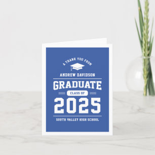 Carte De Remerciements Classe Moderne Bleue de 2025 - Blank