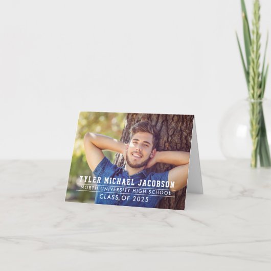 Carte De Remerciements Classe moderne de 2025 Photo de graduation personn (Devant)