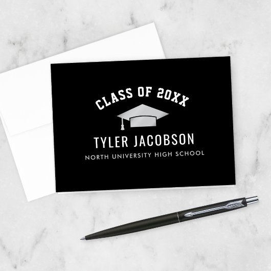 Carte De Remerciements Classe moderne de 2025 Silver Custom Graduation