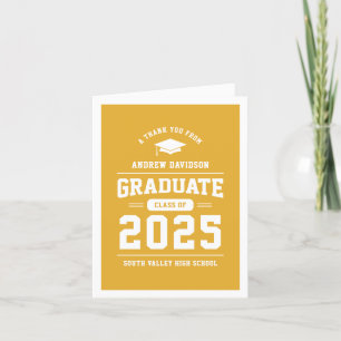 Carte De Remerciements Classe moderne Jaune de 2025 Blank Graduation