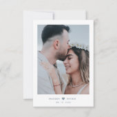 Carte De Remerciements Classé Photo Dusty Bleu Script avec Mariage de coe (Devant)