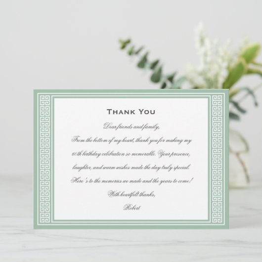 Carte De Remerciements Classic Anniversaire Photo Green Flat (Debout devant)