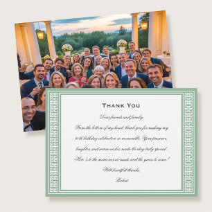 Carte De Remerciements Classic Anniversaire Photo Green Flat
