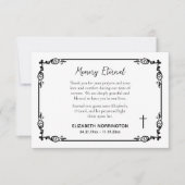 Carte De Remerciements Classic Black & White Decorative Frame Funeral  (Devant)