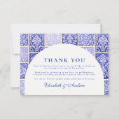Carte De Remerciements Classic Blue Porcelain Patchwork Wedding (Devant)