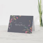 Carte De Remerciements Classic Blue Wild Floral fête de la mariée (Devant)