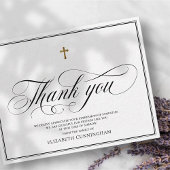 Carte De Remerciements Classic Cursive Script Calligraphy Cross Memorial