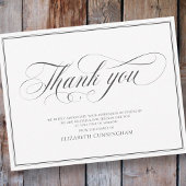 Carte De Remerciements Classic Cursive Script Calligraphy Frame Memorial