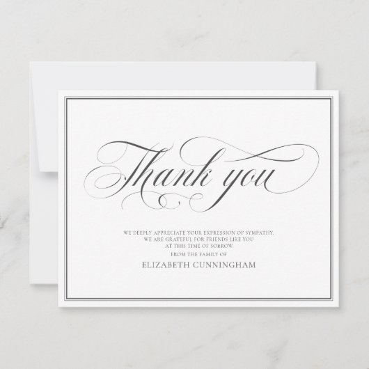 Carte De Remerciements Classic Cursive Script Calligraphy Frame Memorial (Devant)