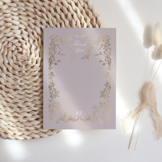 Carte De Remerciements Classic Elegant Crest Monogram Mariage