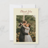 Carte De Remerciements Classic Elegant Script Ivory Cream Wedding Photo (Devant)