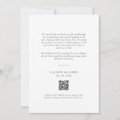 Carte De Remerciements Classic Formal Wedding Photo QR Code (Dos)