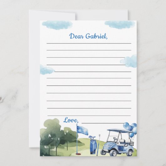 Carte De Remerciements Classic Golf Boy Time Capsule Note Message Card (Devant)