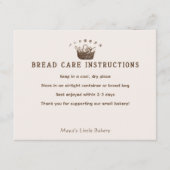 Carte De Remerciements Classic Homemade Bakery Bread Care Instructions (Devant)