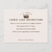 Carte De Remerciements Classic Homemade Bakery Cookie Care Instructions (Devant)