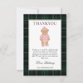 Carte De Remerciements Classic Preppy Bear Pink Baby Shower (Devant)