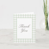 Carte De Remerciements Classic Sage En vichy Baby shower garçon (Devant)