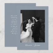Carte De Remerciements Classic Script Dusty Blue Wedding Photo Thank You (Devant / Derrière)