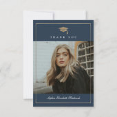 Carte De Remerciements Classic Script Gold Photo Graduation (Devant)