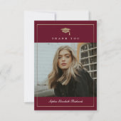 Carte De Remerciements Classic Script Gold Photo Graduation (Devant)
