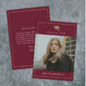 Carte De Remerciements Classic Script Gold Photo Graduation